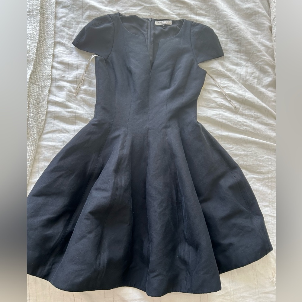 Halston Heritage Black Fit-and-Flare Mini Dress